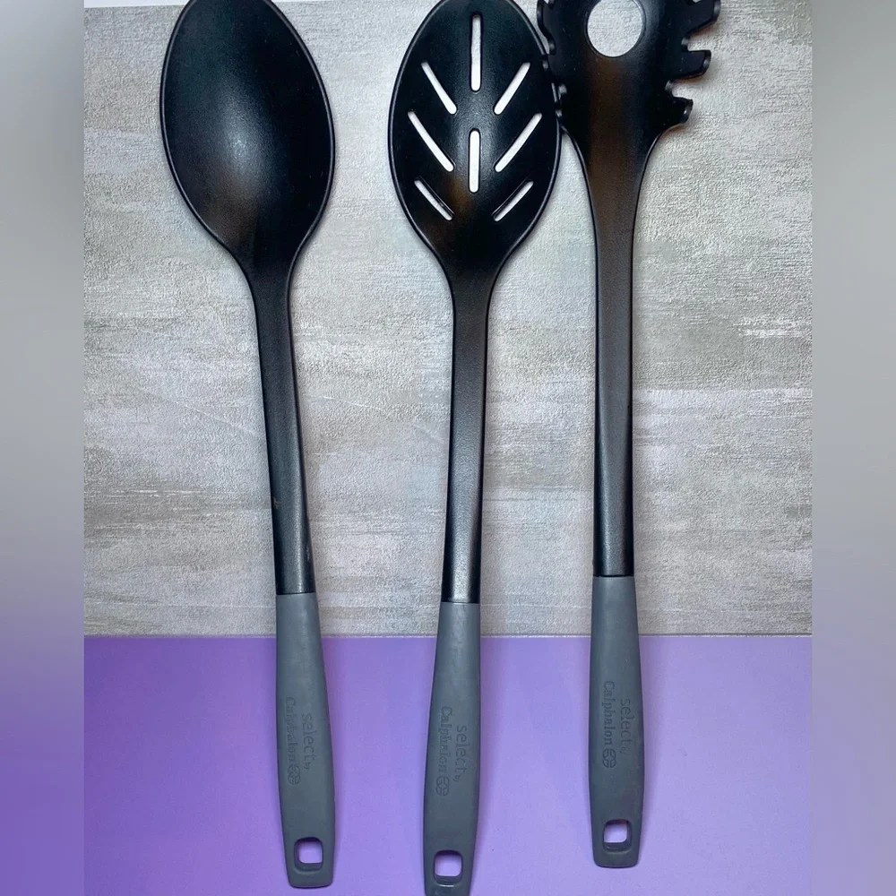 Select by Calphalon 3pc Nylon Kitchen Utensil Set Spoon Slotted Spoon Pasta Fork